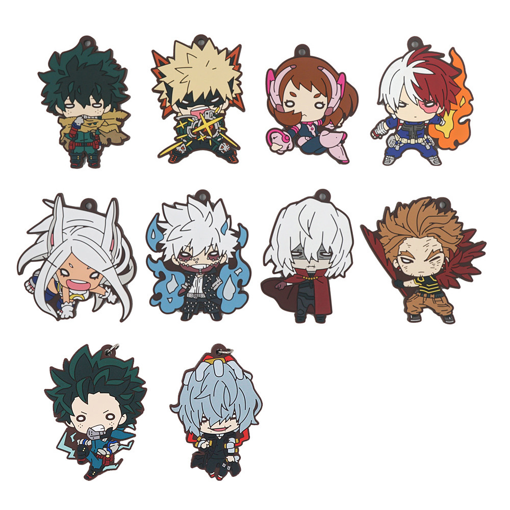 My Hero Academia Anime Bakugou Katsuki Midoriya Izuku Dabi Hawks Rubber Key       ain Ornament Toys 