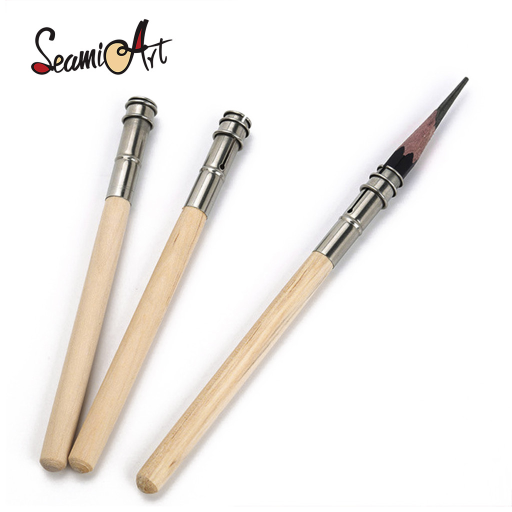 

2Pcs Adjustable Single Head Wood Pencil Extender Holder for Charcoal School Office Painting Tool Art Supplies