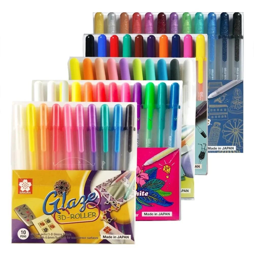 

Japan Sakura Gel Pen Set Gelly Roll Basis/Bright/Highlight/Souffle/Glaze/ Stationary Drawing Pens Gel Ink Glitter Pen Decoration