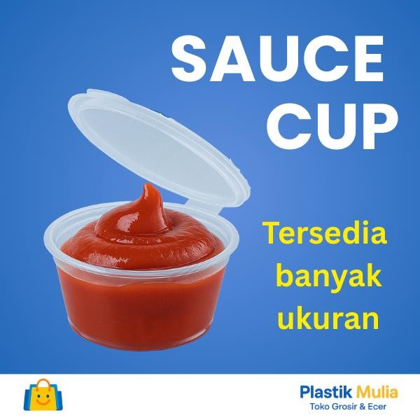 Tempat Saus Plastik Mini Bulat – Cup Kecil Transparan + Tutup