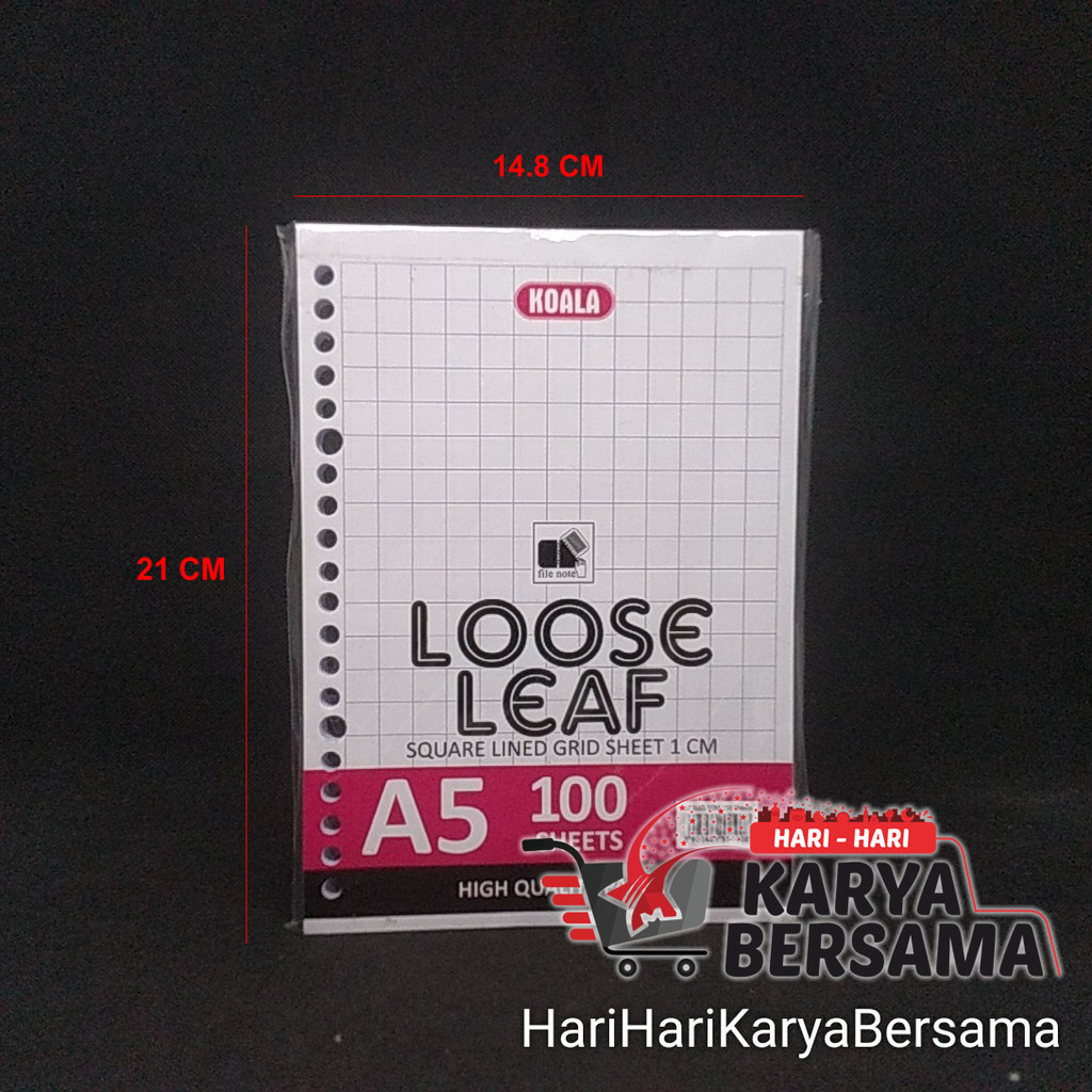 

KOALA LOOSE LEAF A5 KERTAS BINDER PETAK ISI 100 SHEETS