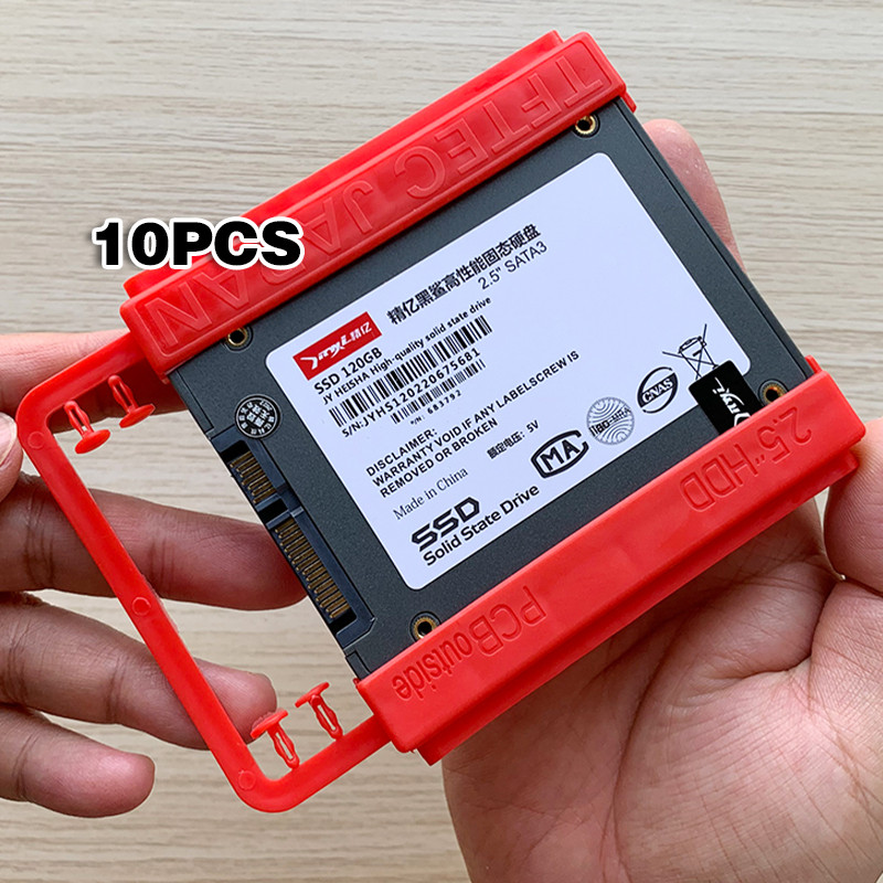 10PCS Bracket SSD 2.5 to 3.5 inch for PC HDD Braket Harddisk Merah SSD Bracket Plastik