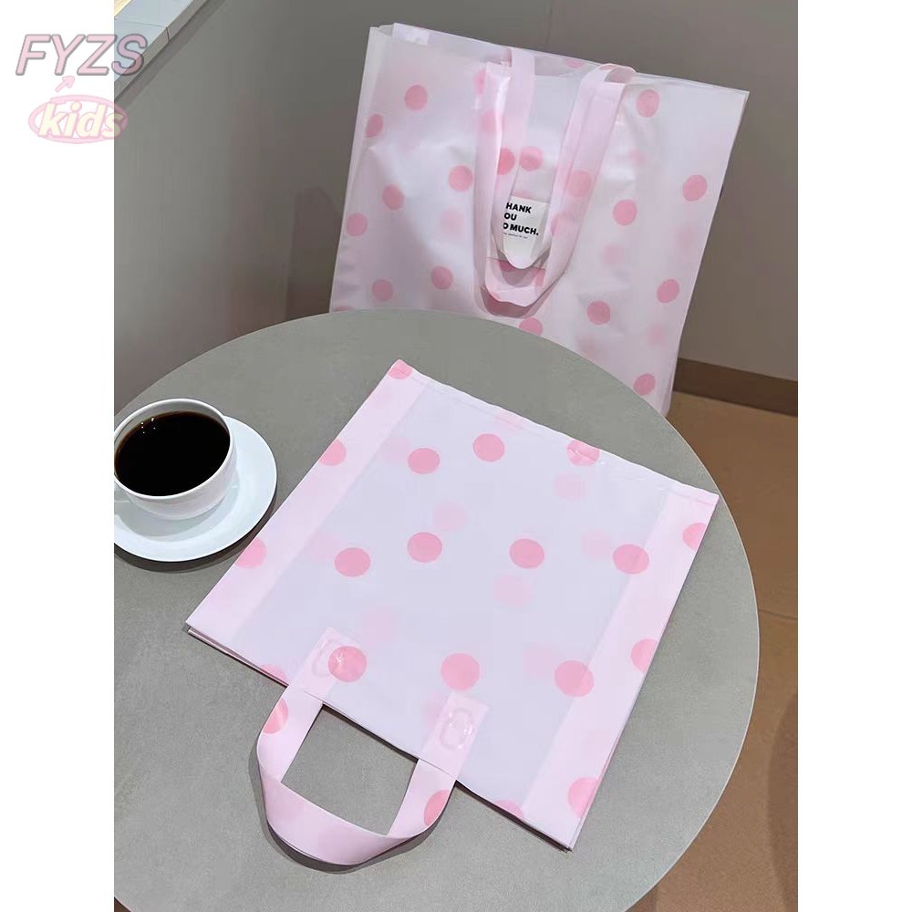 

fyzskids Toko Pakaian Tas Matte Plastik Grosir Tas Kemasan Hadiah Polka Dot Tebal Tas Tote Toko Pakaian Anak Kustom