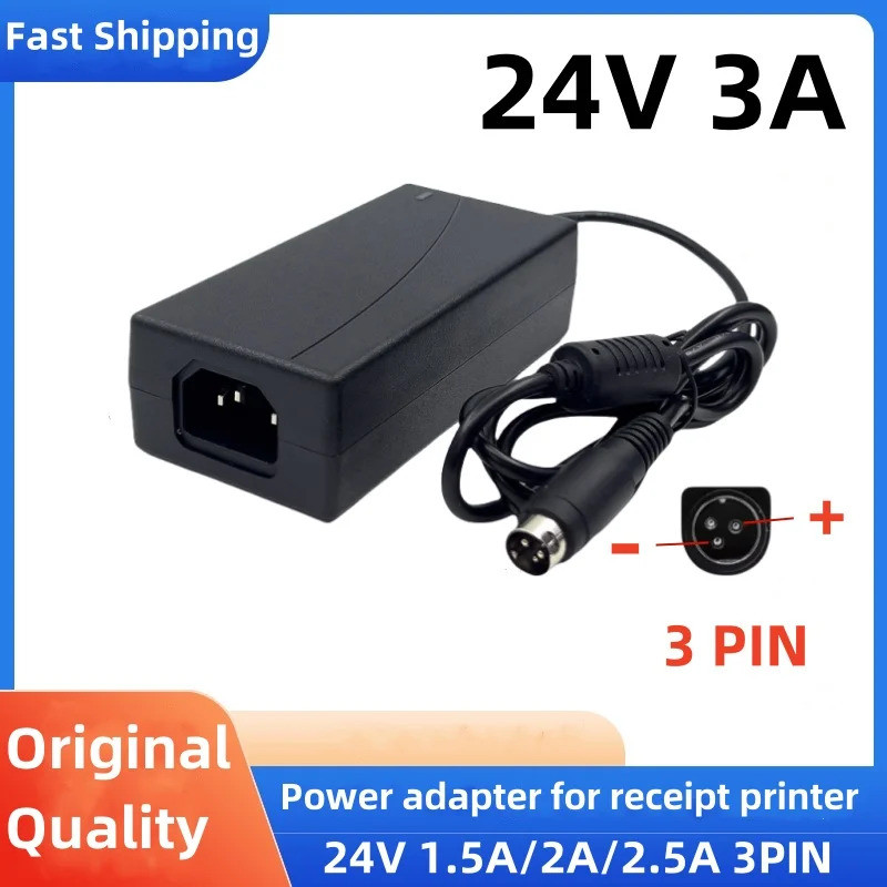 Adaptor AC DC 24V 2A 2 5A 3A 3PIN 60W Catu Daya Untuk EPSON Samsung Bixolon Gprinter NCR RealPOS Pri