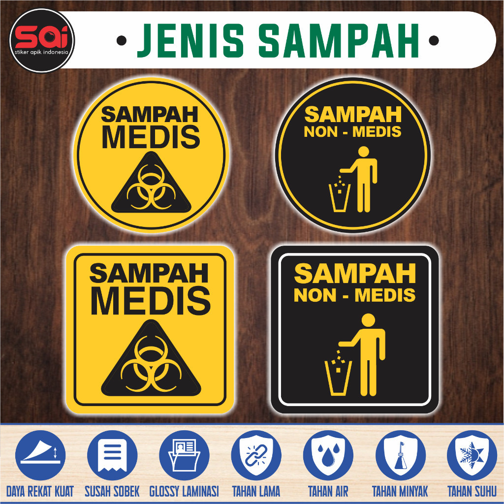 

stiker vinyl anti air SAMPAH MEDIS & NON MEDIS laminasi glossy