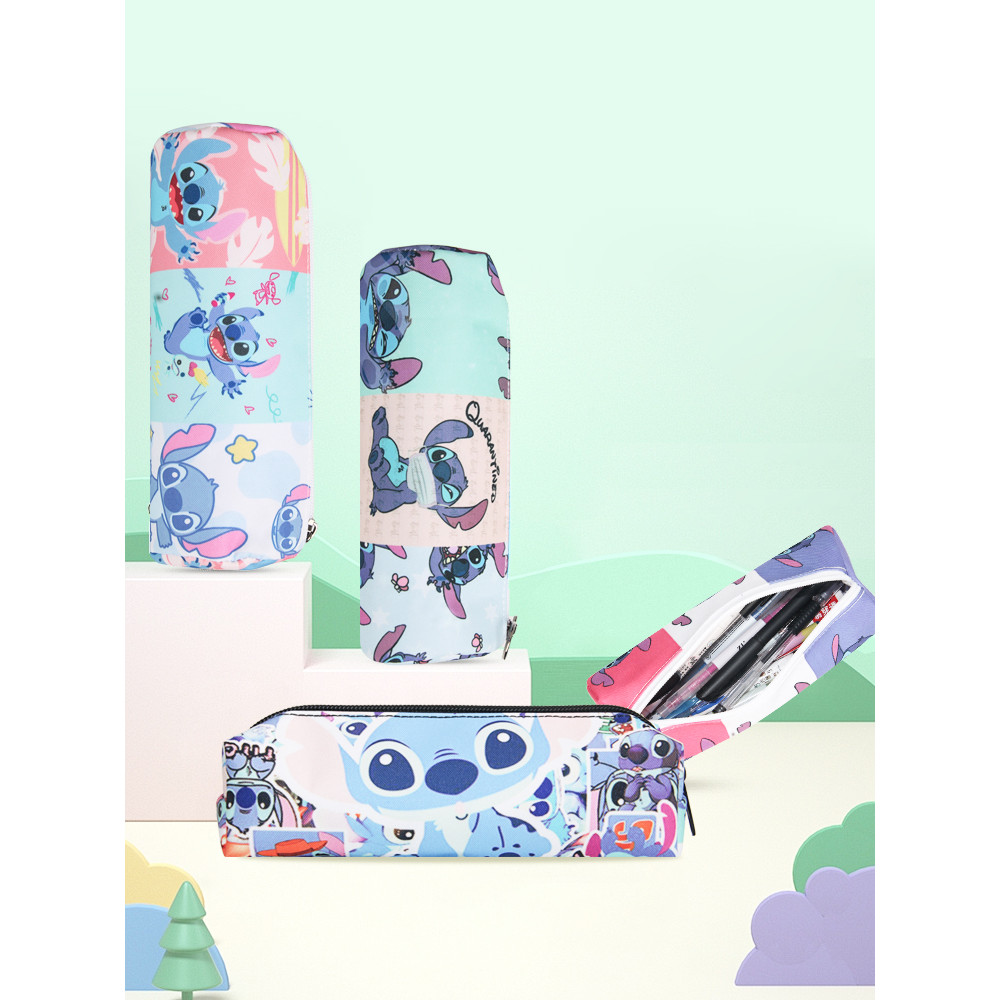 

MINISO Disney Anime Lilo & Stitch Pencil Case Kawaii Stitch Print Pen Bag Cartoon Students Storage Bag Stationery Toy Gift