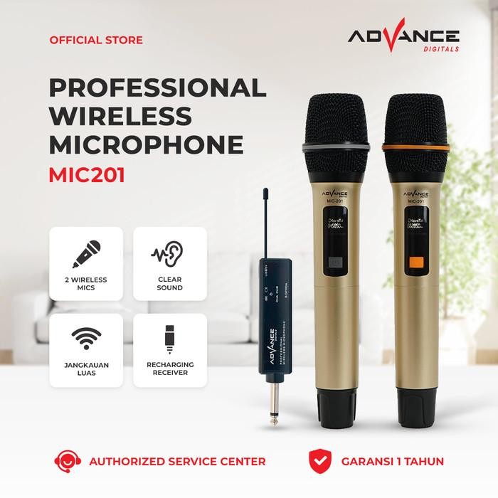 ADVANCE  MIC-201 Dua Microphone Wireless Professsional Mic Karaoke Garansi Resmi & 100% ORI