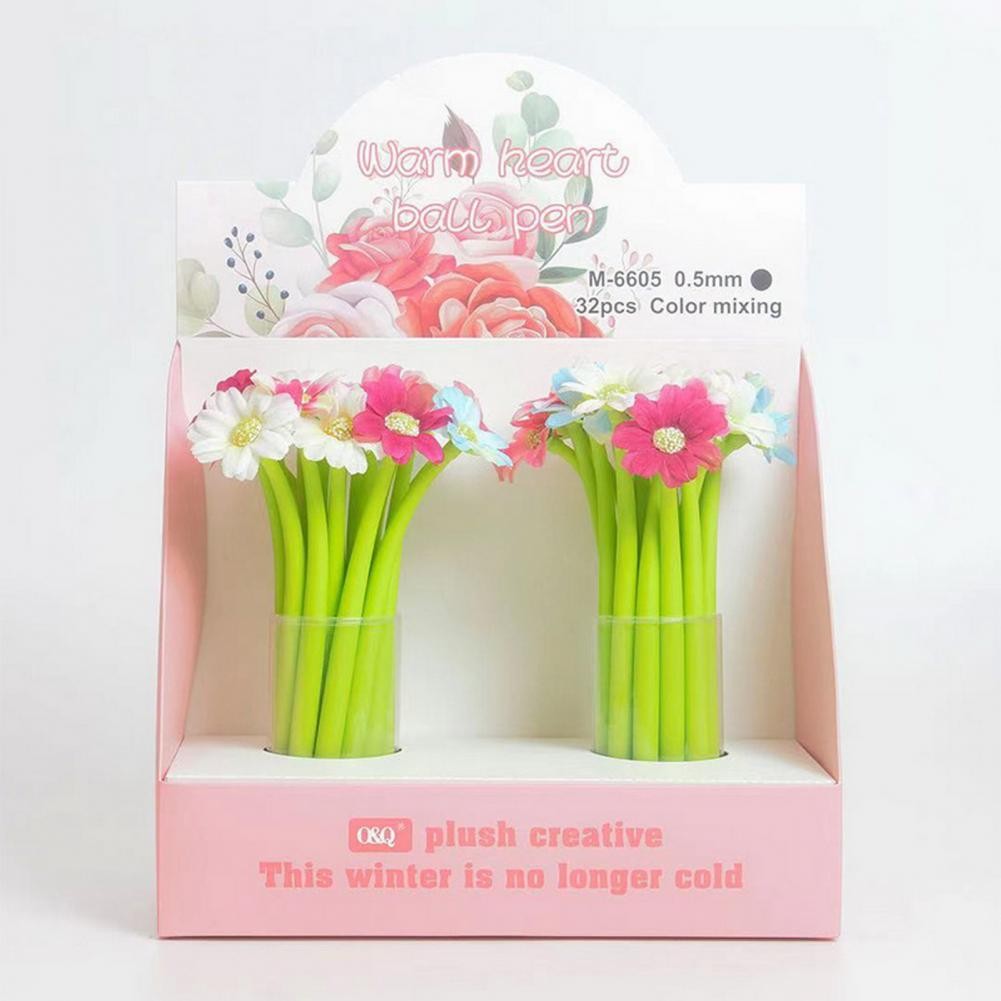 

2Pcs Attractive Creative Flower Shape Silicone Pens Teachers Day Gift Stationary Silicone Pens Tasteless School Supplies