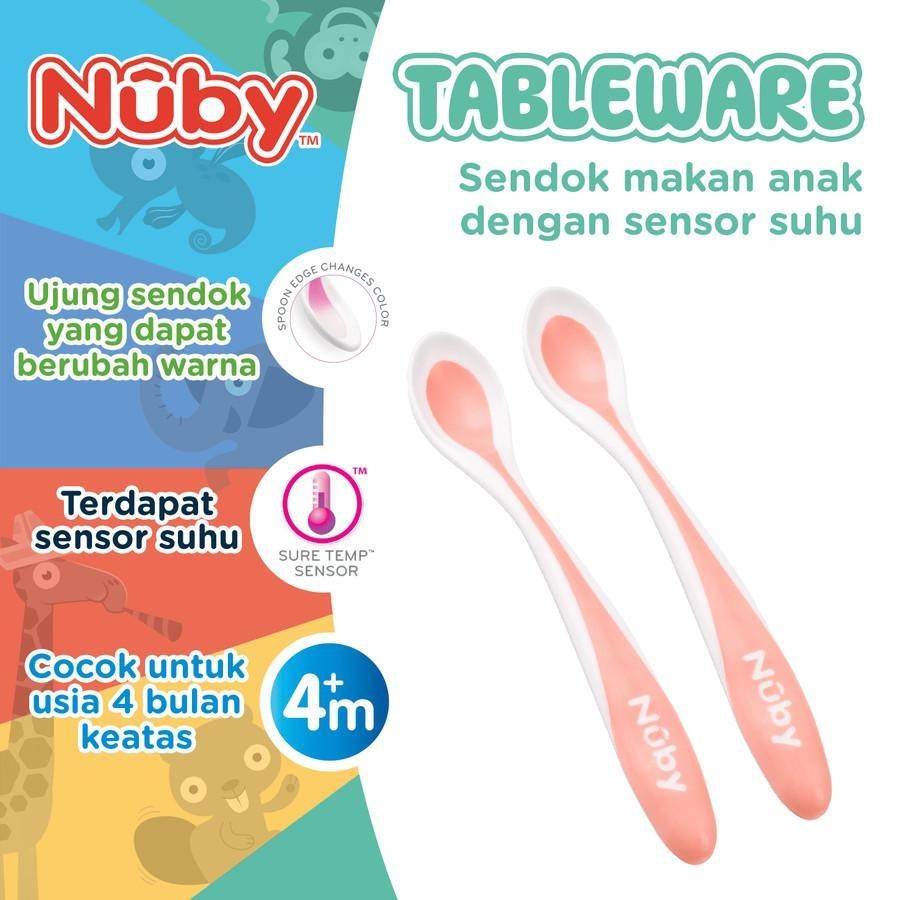 Nuby 2 Pack Heat Sensor Spoon Orange - Sendok Makan Bayi