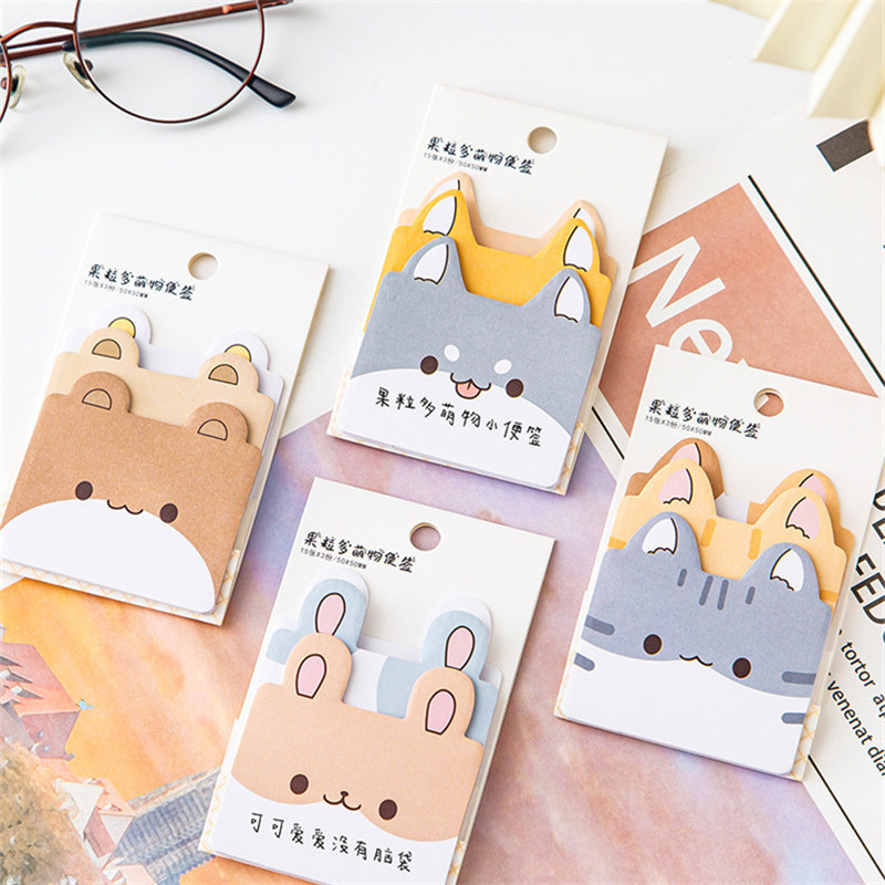 

45Sheets/Pack Cartoon Sticky Notes Kawaii Penguin Pig Bear Cat Memo Pads Sticker Student Gifts Stationery School Office Supplies