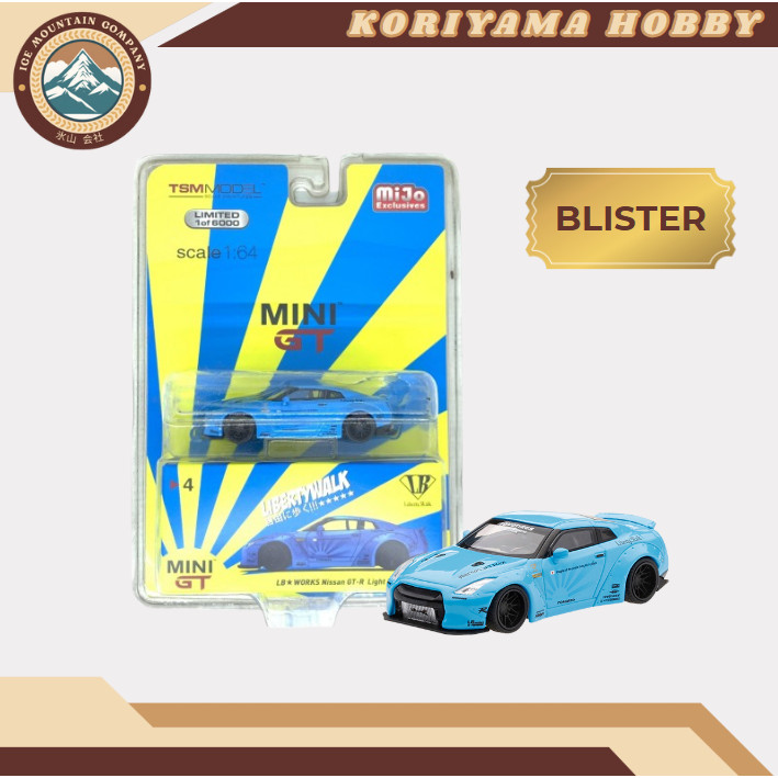 Mini GT #4 1:64 Mijo Exclusive TSM Model LB Works Nissan GTR R35 LBWK Liberty Walk Light Blue MiniGT