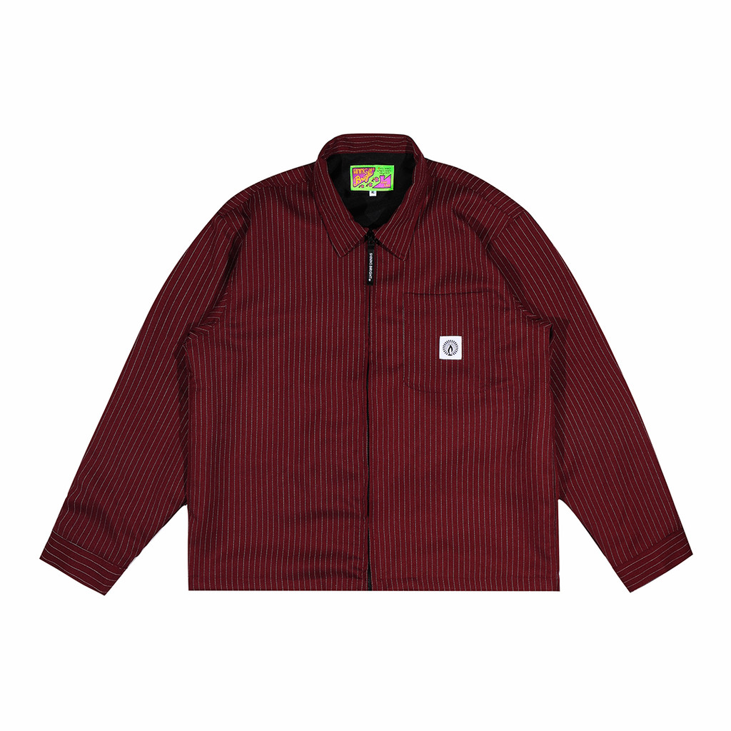 Shining Bright Light Stripe Work Jacket - Maroon
