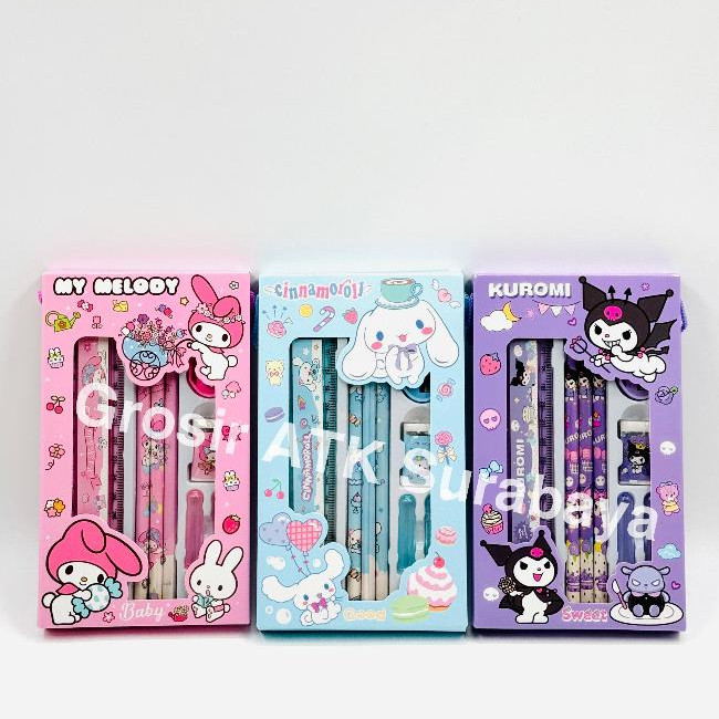 

Paket Alat Tulis / Study Set / Stationery Set Kotak Pensil My Melody Cinnamorol Kuromi