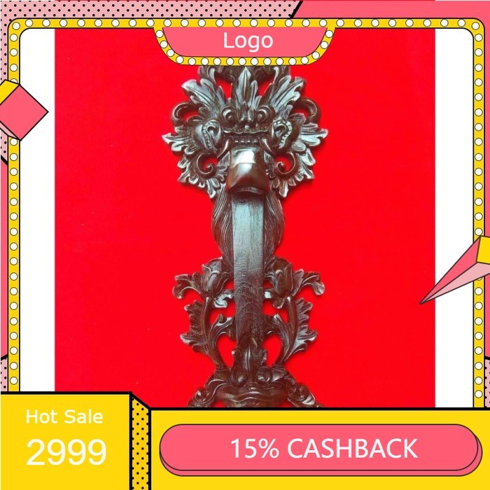 Blawong Keris Model Ukiran Buto Bali Motif Kembang Kayu Jati LRS12