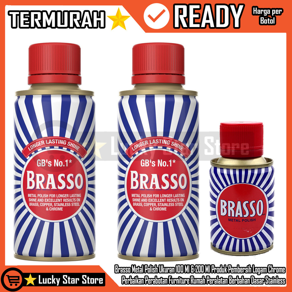 Brasso Metal Polish Liquid Original 100ml 200ml Cairan Pengkilap Pemoles Pembersih Logam Besi Kuning