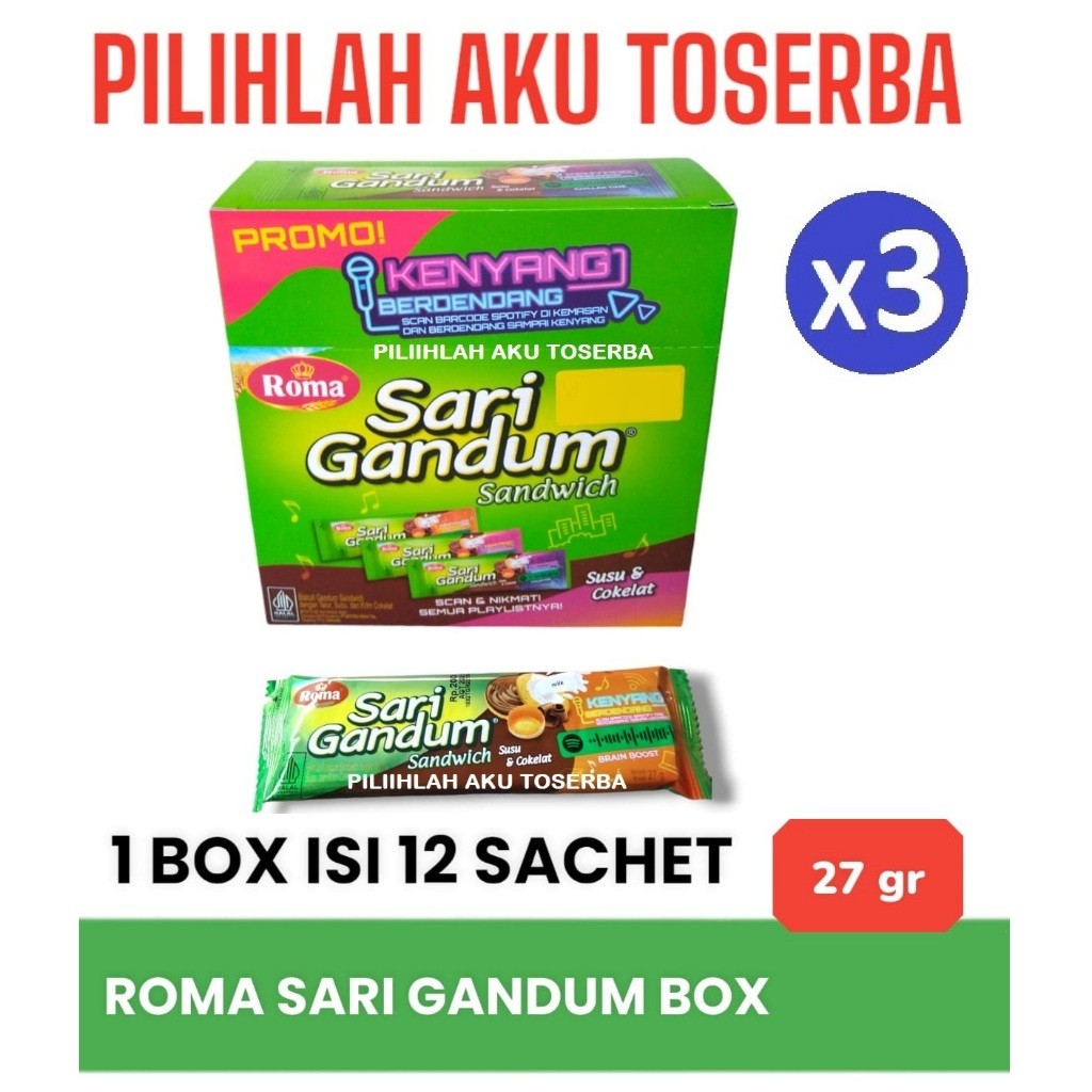 

Roma Sari Gandum BOX Sandwich Susu & Cokelat - ( HARGA 3 BOX )