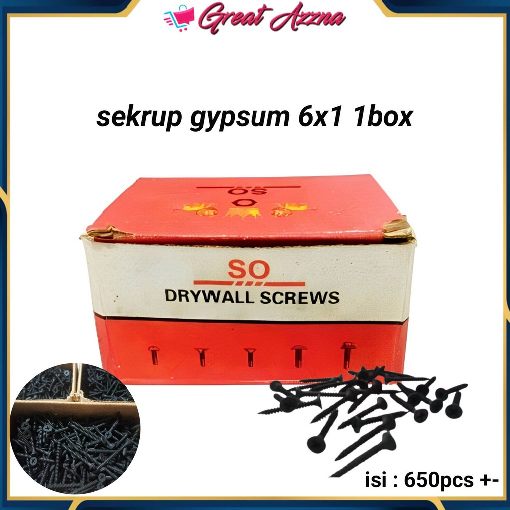 Sekrup Gypsum SO 6x1 Skrup Gypsum 2,5cm 1 Box Sekrup
