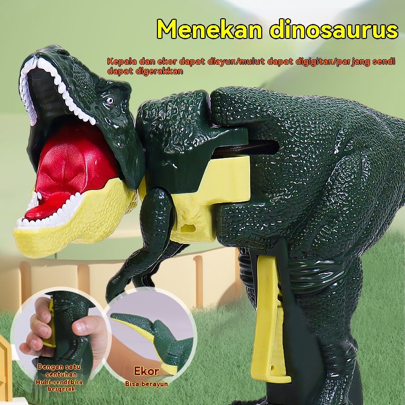 Mainan Dinosaurus Viral TIKTOK/Model Tyrannosaurus Bergerak/Bisa Tekan & Goyang Otomatis
