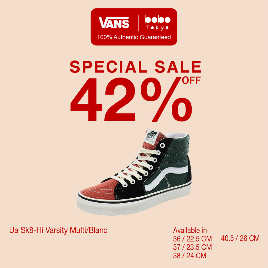 Sepatu VANS ORIGINAL - Ua Sk8-Hi Varsity Multi/Blanc