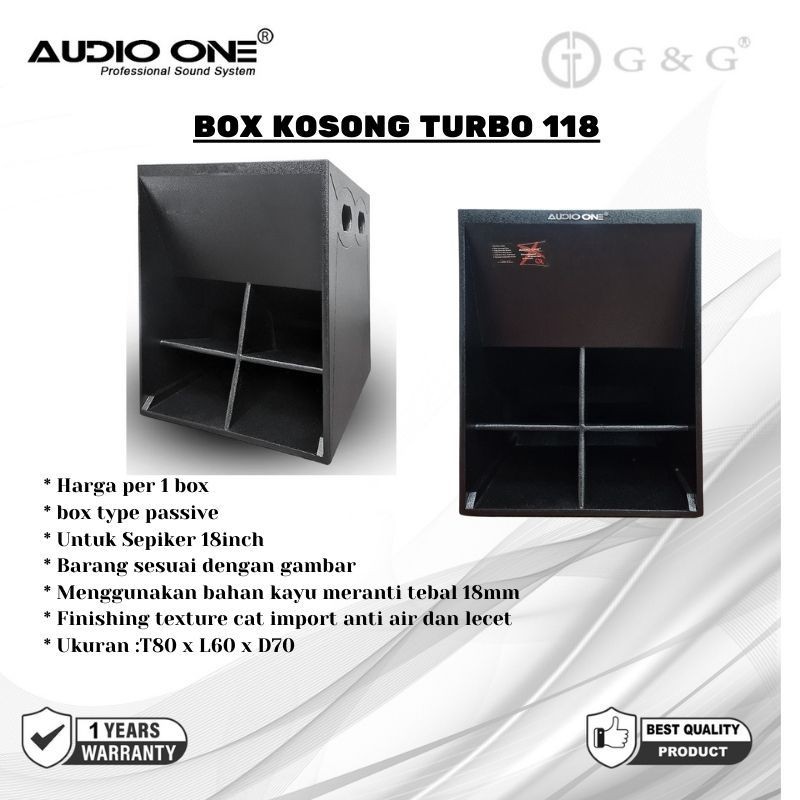 Audio One Box Kosong Subwoofer Turbo 18 Inch Kokoh Kuat Dari Kayu Meranti Garansi Resmi | G&G