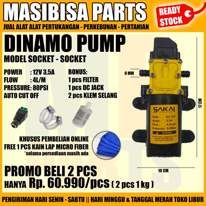 

Dinamo Pump / Pompa Sprayer Elektrik / Cuci Motor & AC 12 V