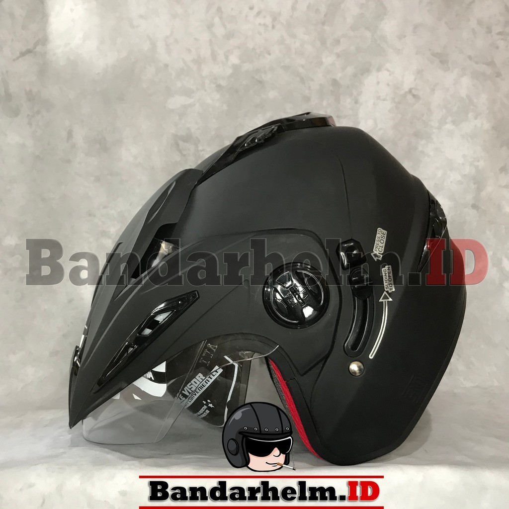 Helm RN Double Visor Hitam Doff Mirip Ink T1 Ori