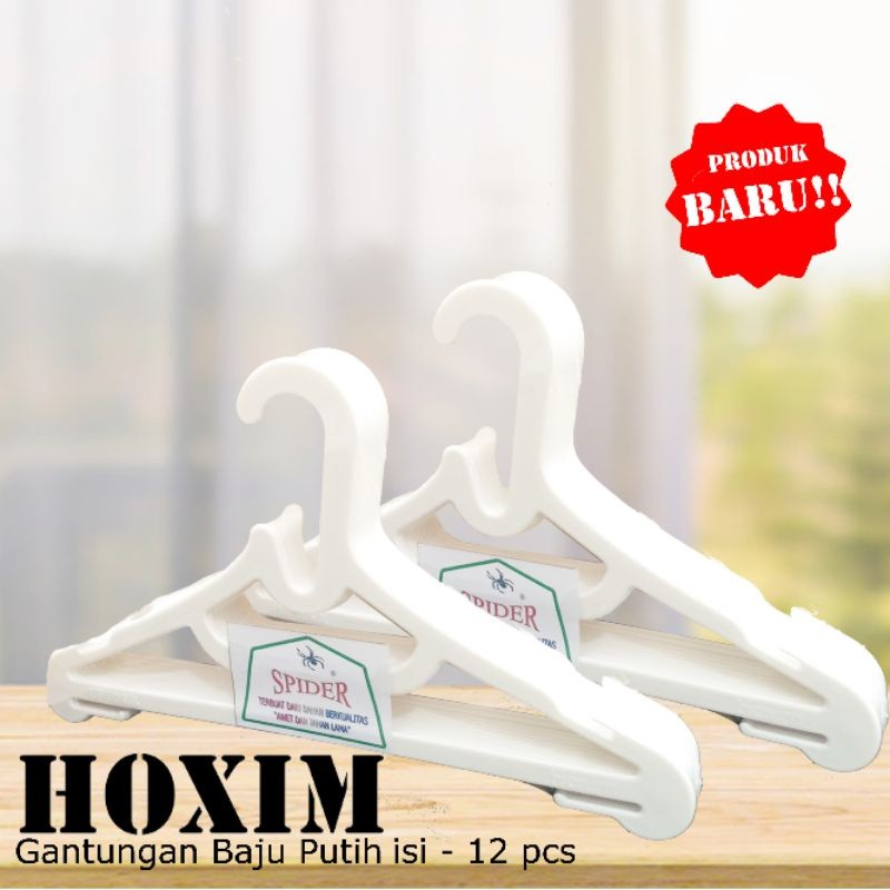 Gantungan Baju Plastik Putih HOXIM | gantungan baju kuat | hanger plastik TERLARIS