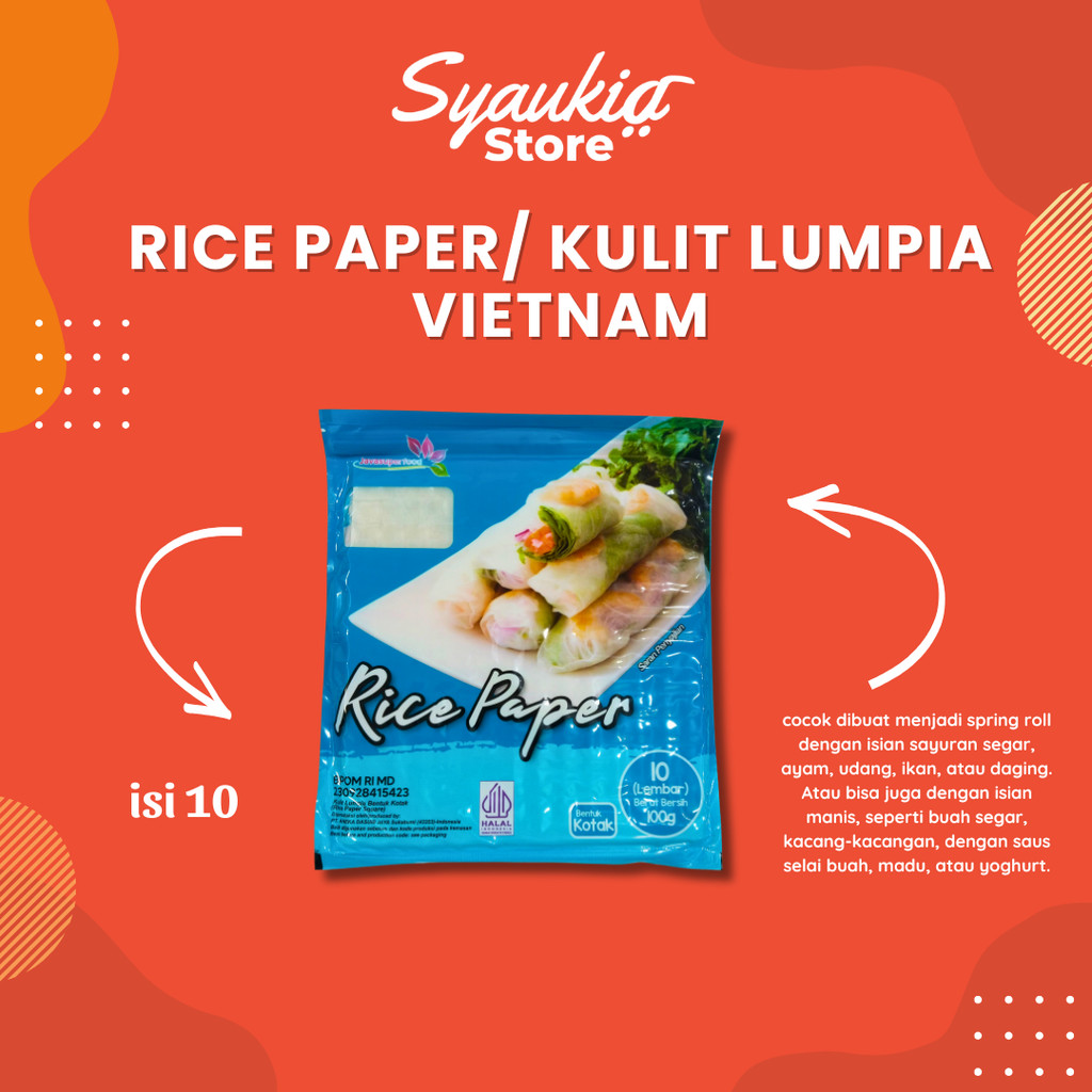 

Jual Rice Paper 100gr (10 lembar) / Banh Trang High Quality Rice Paper / Kulit Lumpia Vietnam Rice Paper / rice roll spring roll (halal) /10 lembar Syaukia Store