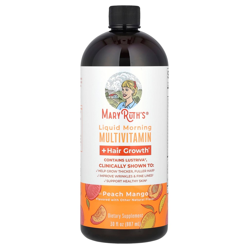 MaryRuth's, Liquid Morning Multivitamin + Hair Growth , Peach Mango,