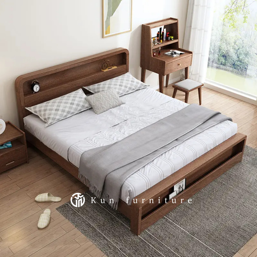 Tempat Tidur Kayu Jati Natural – Dipan Minimalis 120x200 / 200x200
