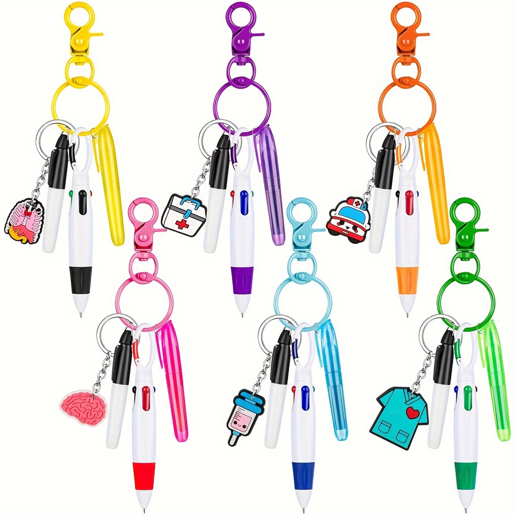 

1 set Mini Highlighter Nurse Pens Set for Badge Reel Pen Include 1 Tip Highlighter 1 Permanent Marker Pen and 1 Retractable Ball