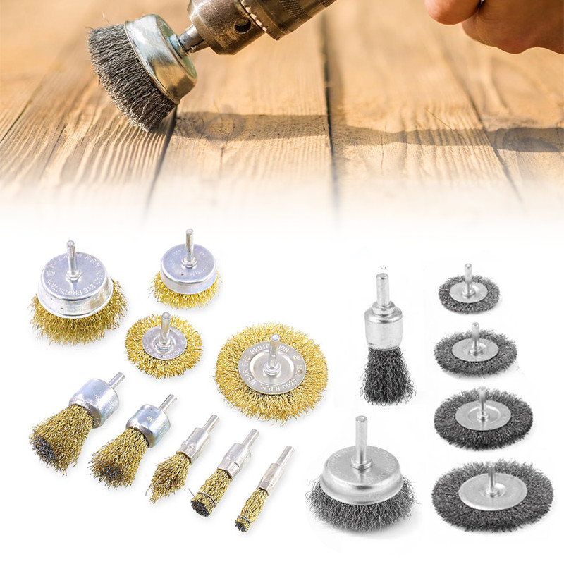 Mata bor sikat kawat besi 6/9pcs Wire Brush Bor Mangkok Mata Bor Kawat Rotary Wire Brush Set Perkaka