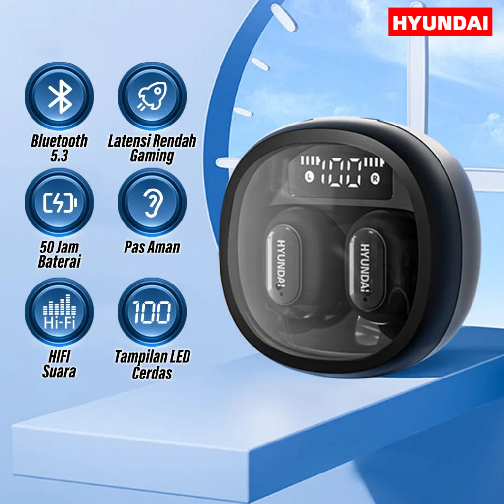 HYUNDAI HY-T11 TWS Bluetooth 5.3 - ​Baterai 42 Jam & Layar LED Cerdas untuk ​Game/Musik ​Latensi 40m