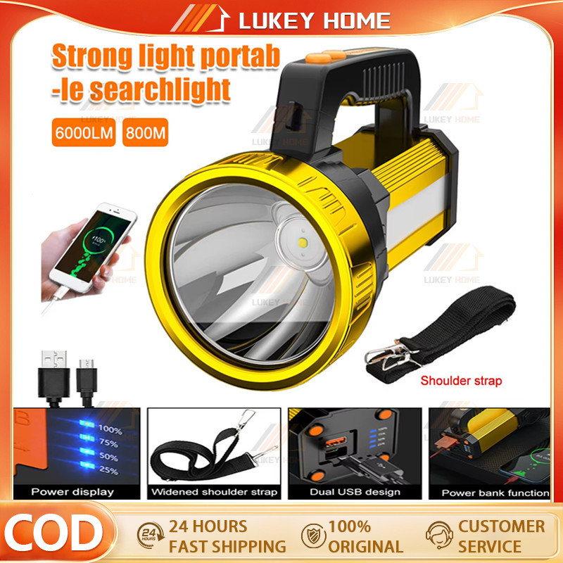 Senter LED Jumbo Super Terang/Senter LED 3 Mode Cahaya Super Terang Waterproof Anti Air USB Recharge