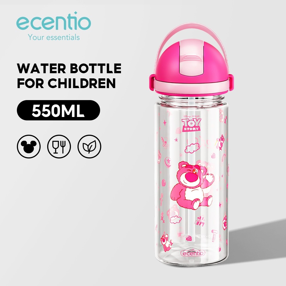 【10%off for NEW】Ecentio Botol Minum Anak Perempuan 550ml Anti Boco Anti Tumpah Disney Lotso Food Gra