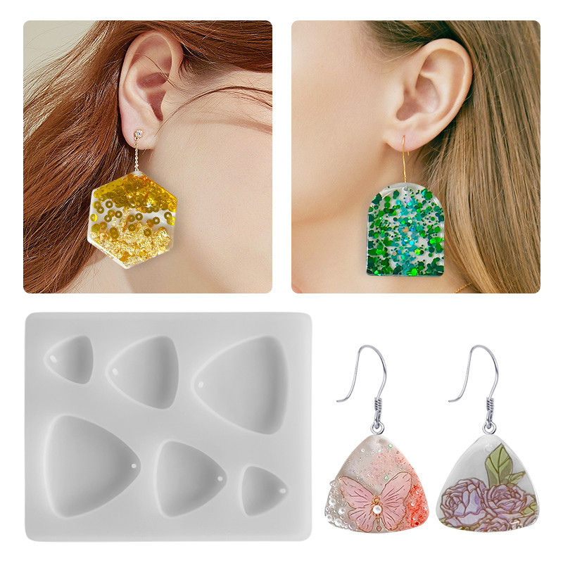 

Homemade Pendant Mould DIY Geometric Epoxy Resin Mold Irregular Pendant Earrings Silicone Molds