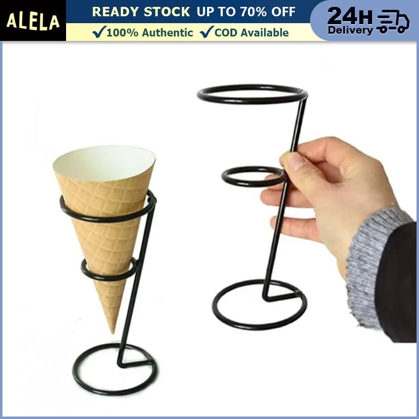 Ice Cream Cone Holder Stand Display Pajangan Toko Rak Besi Es Krim