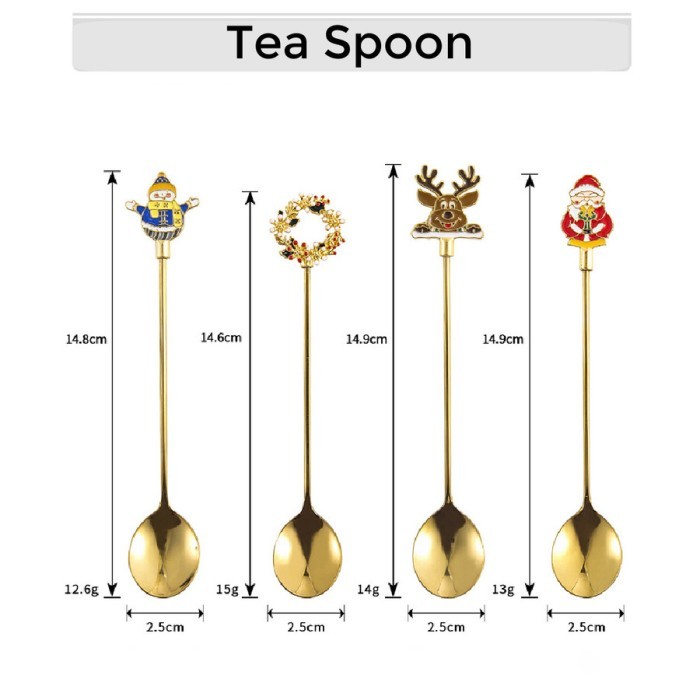 

Christmas Gift set Tea Spoon Fork set of 4 hampers natal kado - Tea Spoon