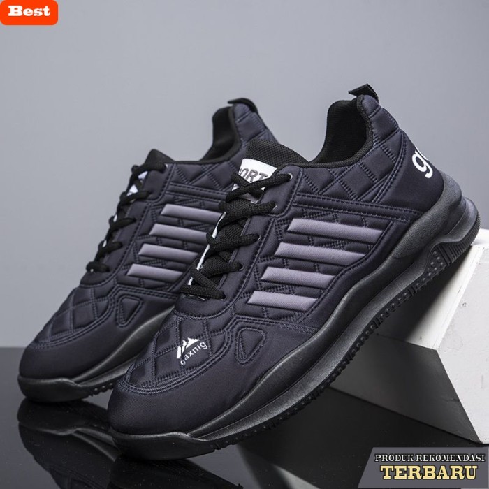 sepatuu sneakers pria import ZS Sepatu sneaker pria gohag gaxing Shoes sport - Hitam, 39