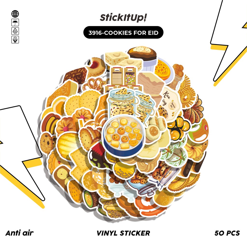 

COD✨ 50 Pcs Stiker COOKIES FOR EID MUBARAK Lucu Anti Air Untuk Dekorasi Notebook Sepeda Skateboard Handphone DIY