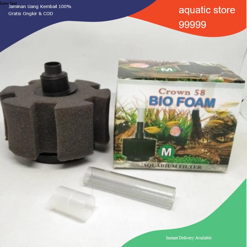 PAKET LENGKAP AERATOR FILTER SPONGE BIOFOAM aquarium bio foam filter crown 58 medium M SELANG 1 METE