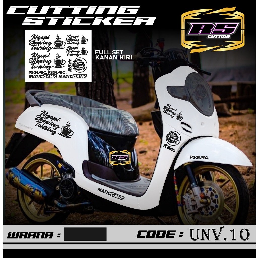 Cutting Sticker Striping Motor Scoopy Ngopi Shoping Touring - Aksesoris Motor Stiker Timbul Lis Vari