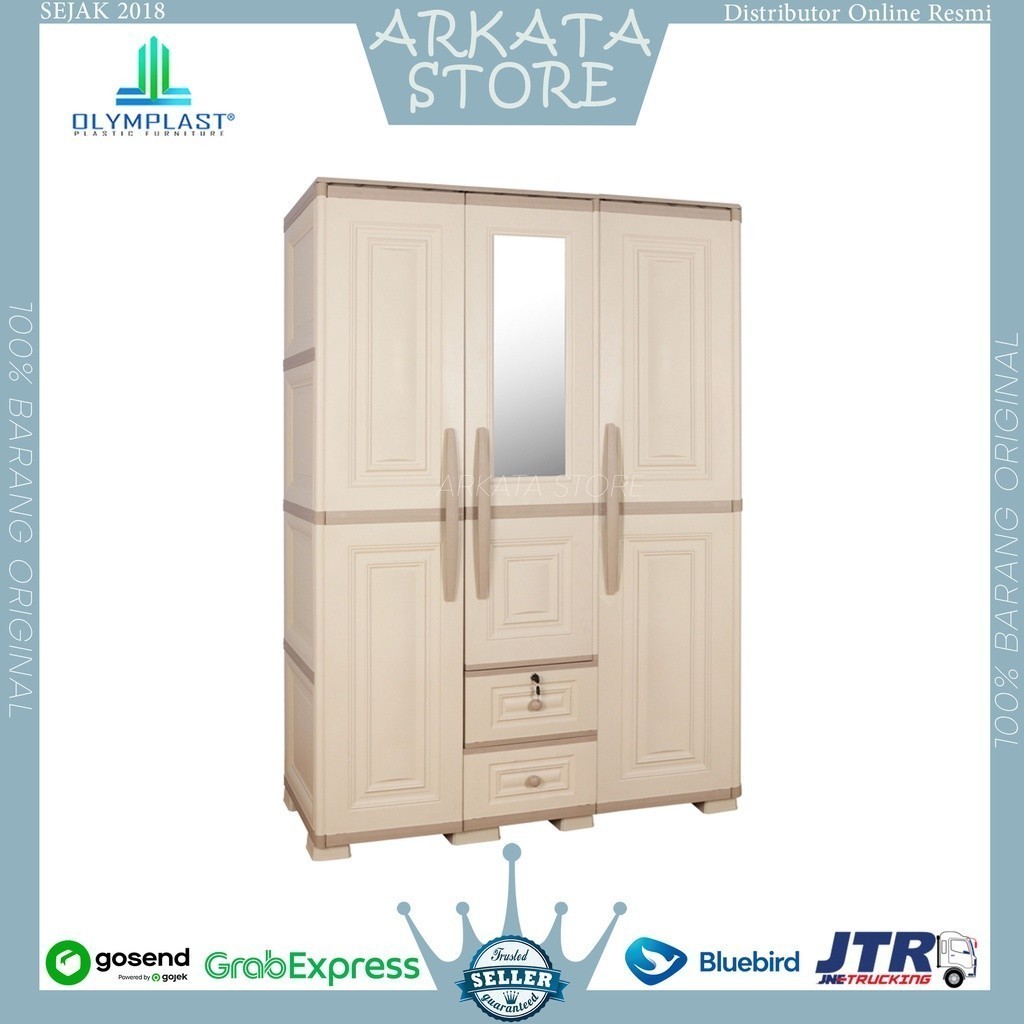 LEMARI PLASTIK OTC 3 PINTU OLYMPLAST - LEMARI PAKAIAN 3 PINTU CERMIN + LACI OLYMPLAST MODERN / LEMAR