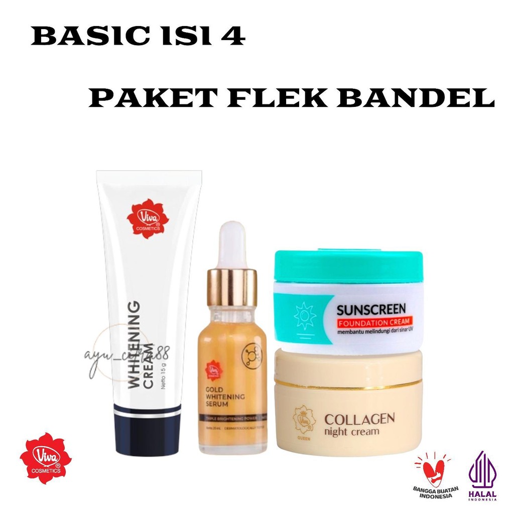PROMO VIVA PAKET BASIC DAILY PERAWATAN MENCERAHKAN FLEK HITAM BERJERAWAT KUSAM BERMINYAK ISI 4 PCS