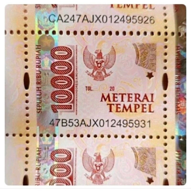 

Materai 10000 TERUJI LOLOS SINAR UV ULTRAVIOLET - MATERAI BARU BUKAN BEKAS 100% ORIGINAL POS( Gratis Ongkir ) / 5 PCS