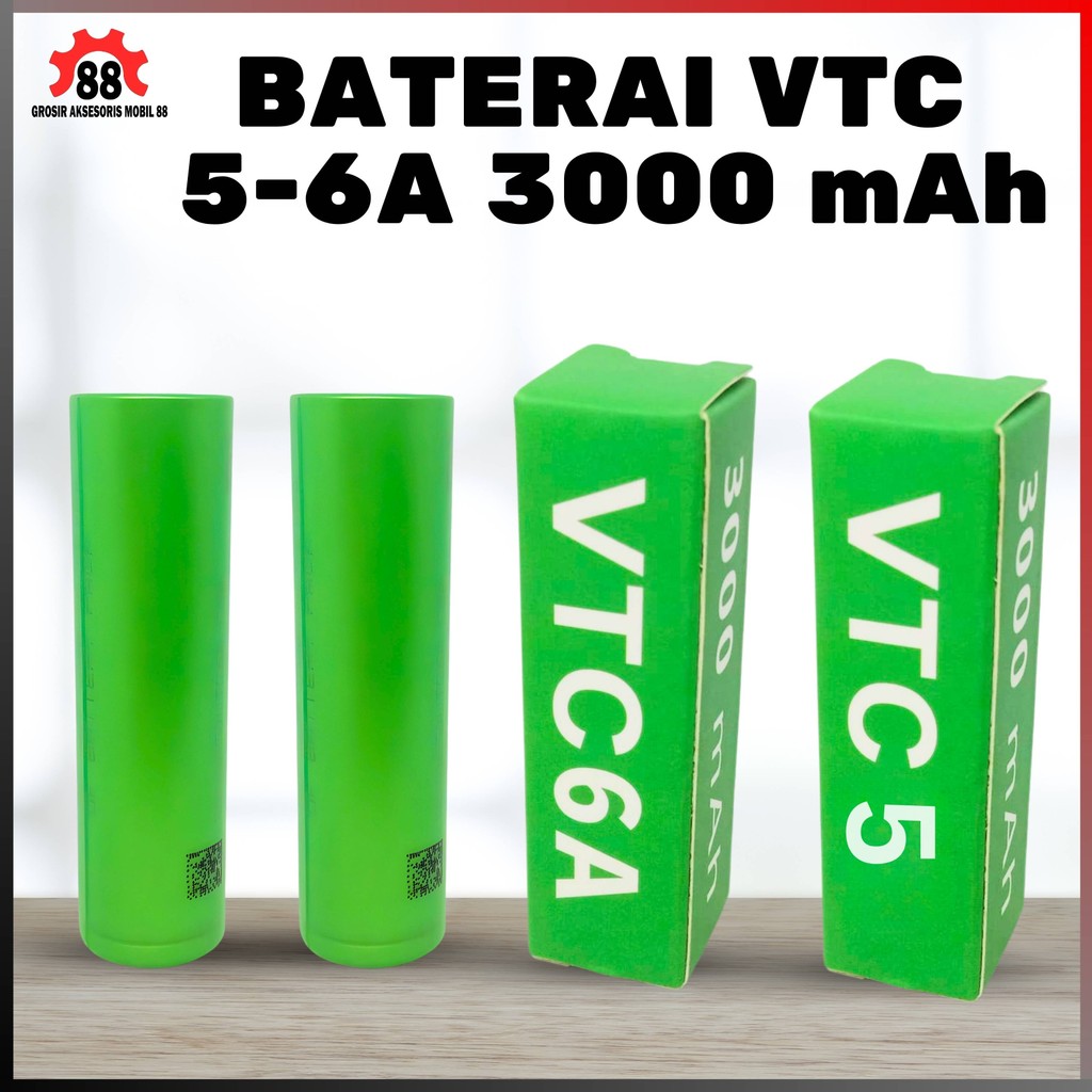 Baterai VTC 5 VTC 6 Sony Authentic 18650 2600mAh 3000mAh Vape Senter Battery Original Batre Isi Ulan