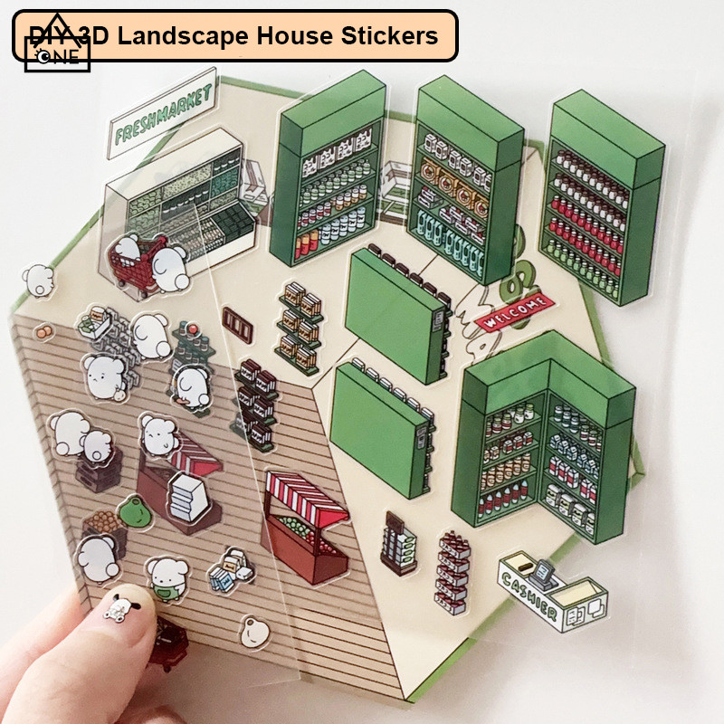 

COD❤️Stiker Rumah 3D Stiker Pemandangan Rumah Transparan Stiker Pemandangan Gaya Korea
