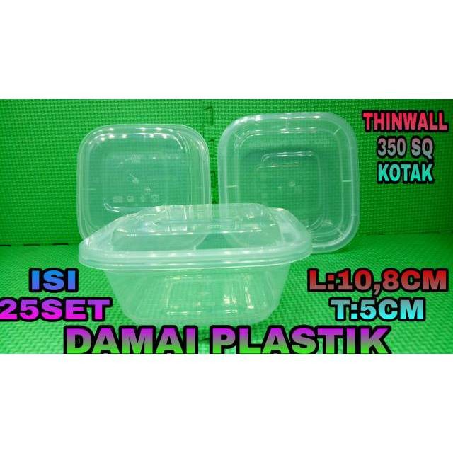 ISI:25SET THINWALL DM 350ML SQ  THINWALL 350ML KOTAK PERSEGI KOTAK THINWALL 350 ML SQUARE