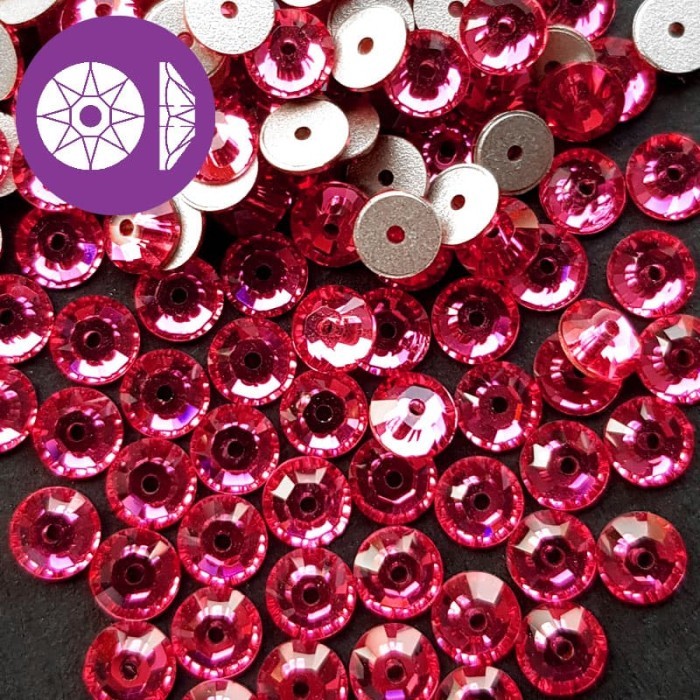 Swarovski Payet Jahit Bulat Lochrose 5mm - Pink Kristal