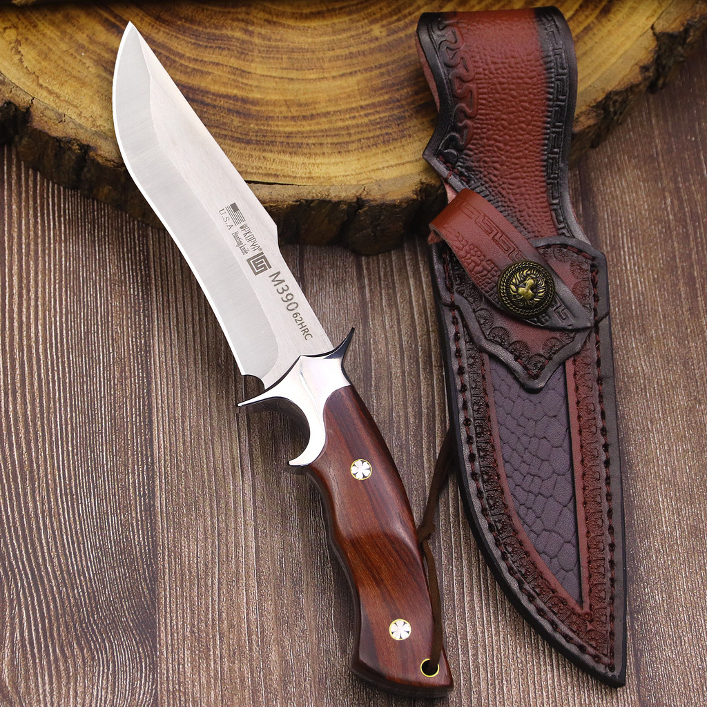 WPKOPYA USA M390 Camping Knife + Sheath, Outdoor hunting knife, Jungle survival knife, hiking, fishi